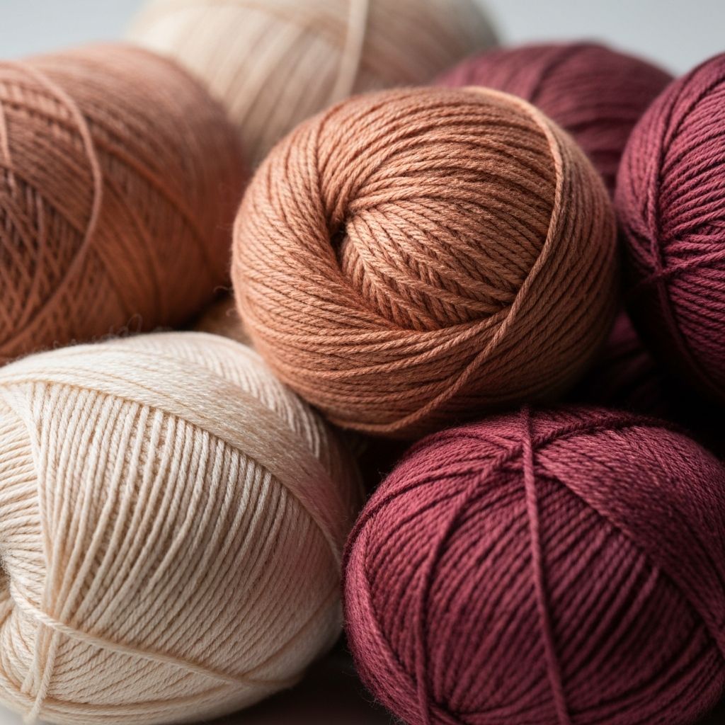 Premium twisted yarn cones in warm earth tones